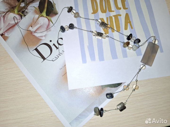 Бижутерия колье цепи украшения из камня хэнд мейд