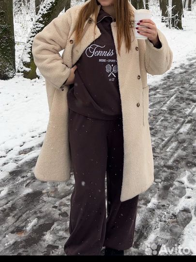 Дубленка тедди женская