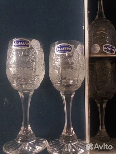 Хрустальные рюмки на ножке. Снежинка. Чехия