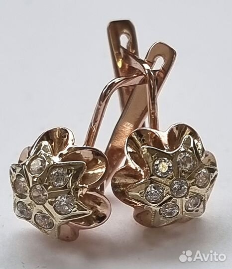Золотые серьги малинки СССР 583 пробы