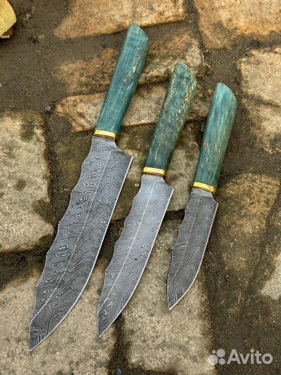 Набор кухонных ножей из дамасской стали