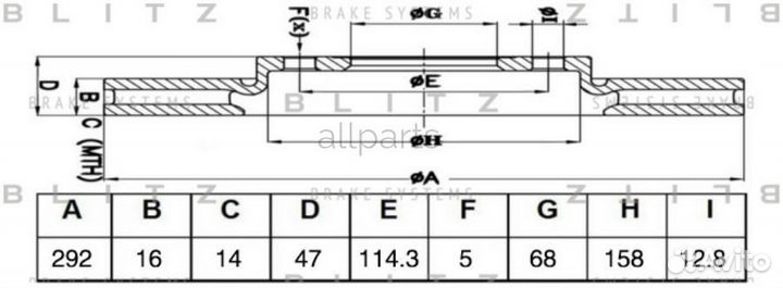 Blitz BS0494 диск тормозной\ Nissan X-Trail T32 13, Renault Koleos, KIA Bongo III 1.4