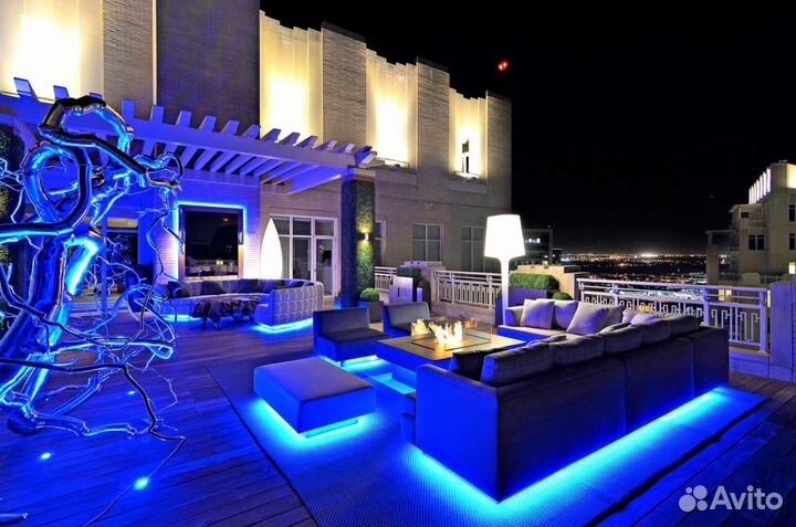 Гибкий неон синий круглый 14 мм на 220 вольт