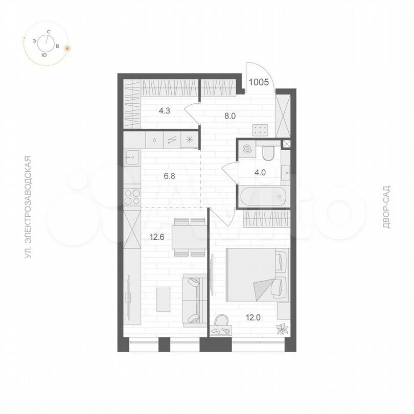 1-к. квартира, 47,7 м², 10/12 эт.