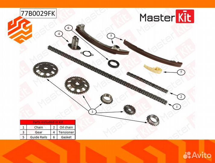 Комплект цепи грм masterkit 77B0029FK