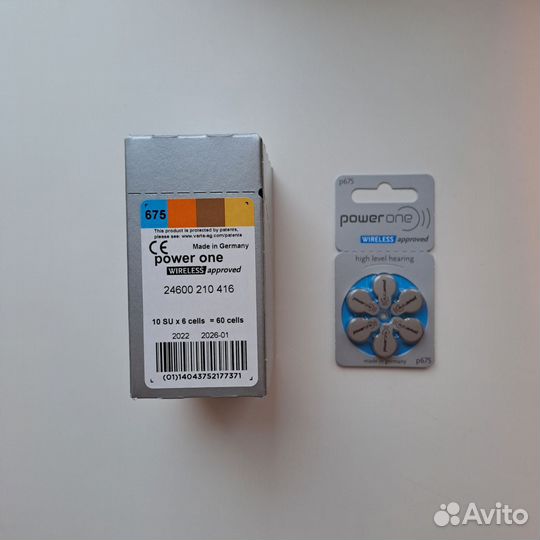 Батарейки для слуховых аппаратов Power One №675