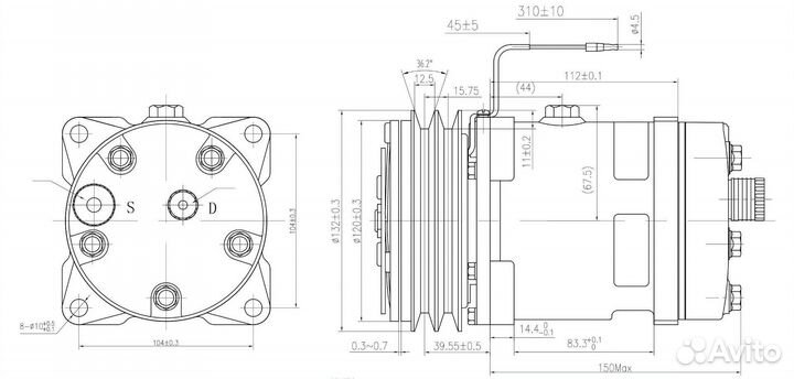 Компрессор 5H14, 24V, A2, KG S6634 Аналог