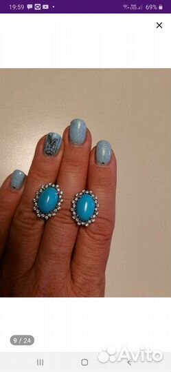 Бирюза, серебро 925пр