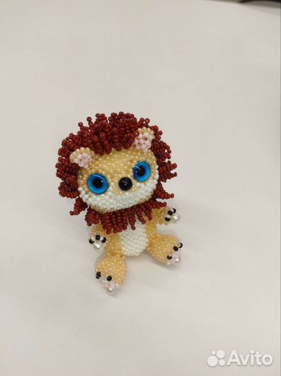 Лев из бисера аммигуруми