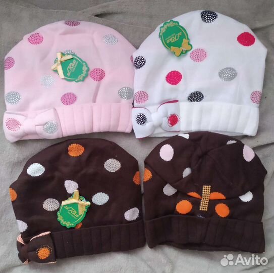 Шапка детская для девочки флисовая и тонкая
