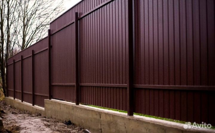 Забор из профнастила с установкой