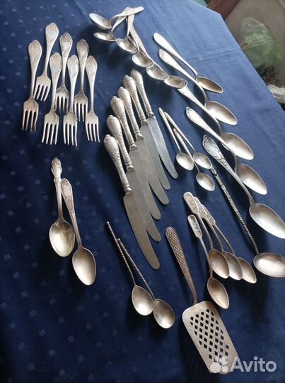 Вилки, ложки, ножи. Мельхиор