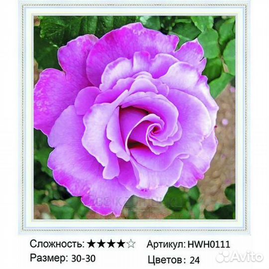 Алмазная мозаика 30x30 Фиолетовая роза