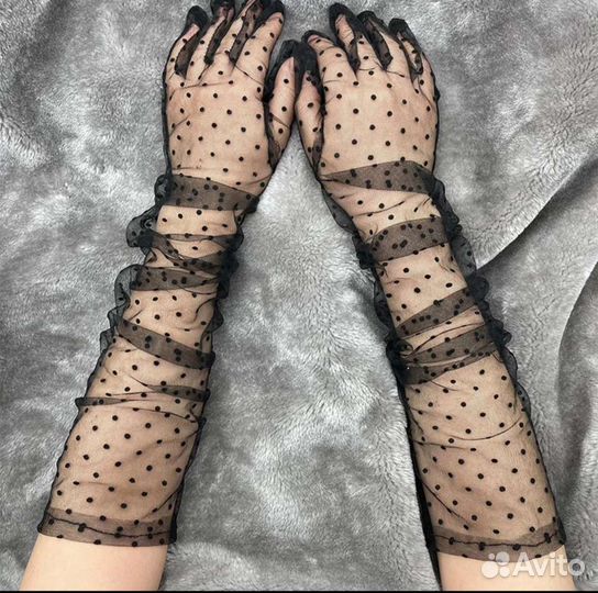 Перчатки женские, прозрачные, длинные