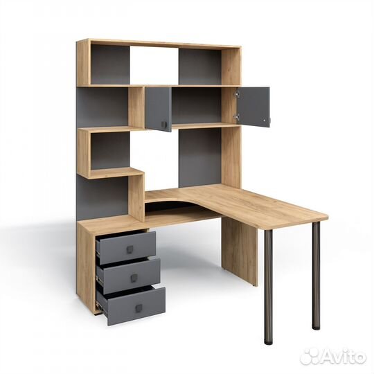 Стол ск 10 правый дуб крафт/ателье светл, черный