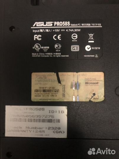 Ноутбук asus pro58s