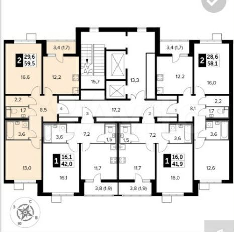 2-к. квартира, 59,5 м², 15/26 эт.