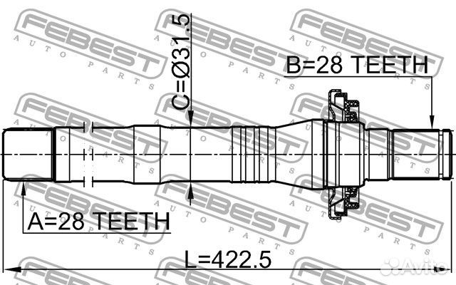 Полуось правая 28x423x28
