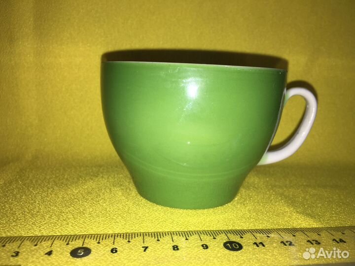 Чашка СССР зеленая с золотой каймой Красный фарфор