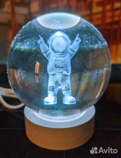 Ночник светильник Стеклянный шар 3D декоративный