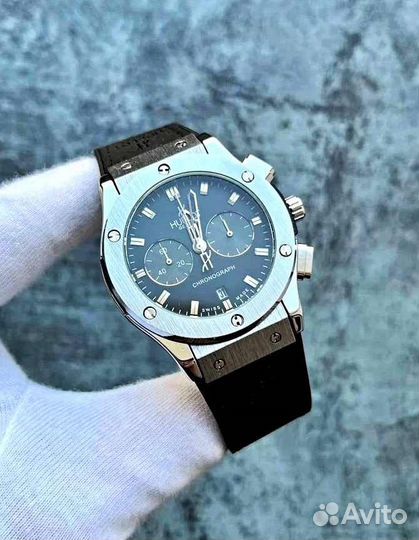 Мужские часы Hublot Silver Black