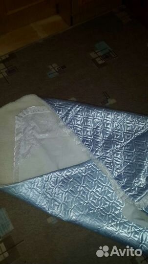 Одеяло конверт на выписку для мальчика с уголком