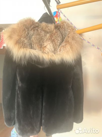 Шуба норковая с капюшоном 46 48