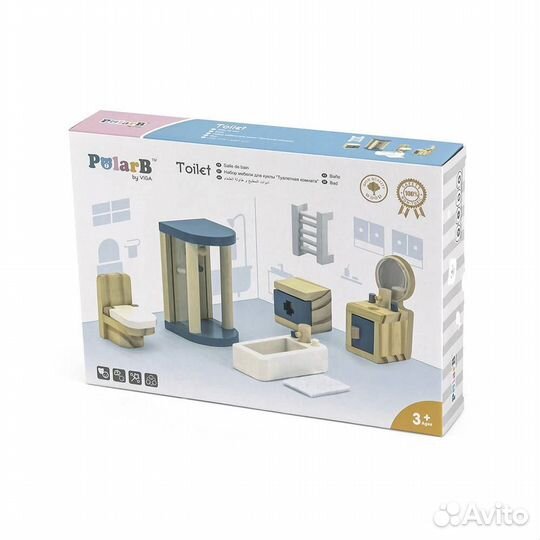 Набор кукольной мебели Ванная (дерево) Viga 44039