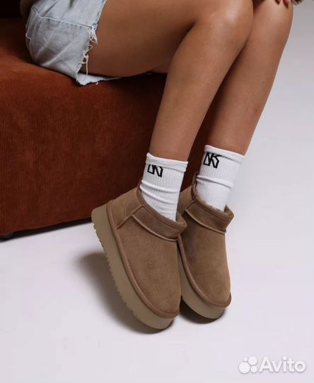 78. Угги натуральная кожа замша рыжие с мехом 38