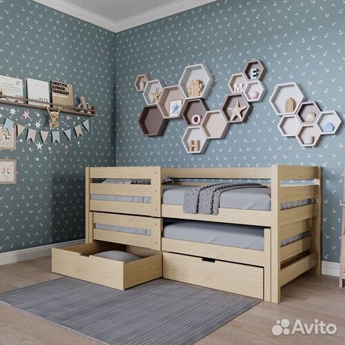 Детская кровать домик из березы для 2-х детей