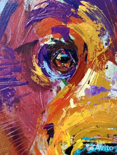 Яркая абстрактная картина маслом на холсте медведь