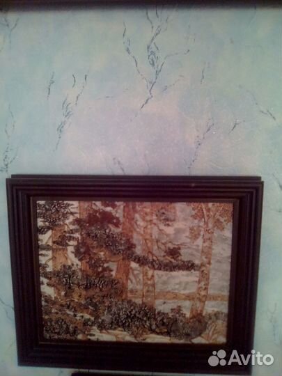 Картина из бересты с добавлением мха