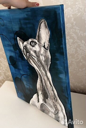 Картина кошка Сфинкс акрил на холсте