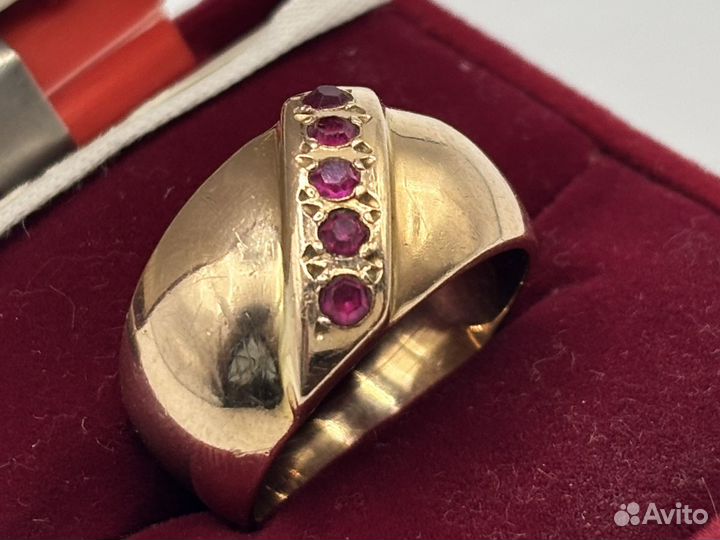 Золотое Кольцо 583 пробы СССР с Рубинами