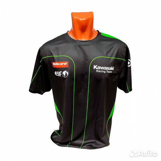 Футболка Kawasaki elf черно-зеленая