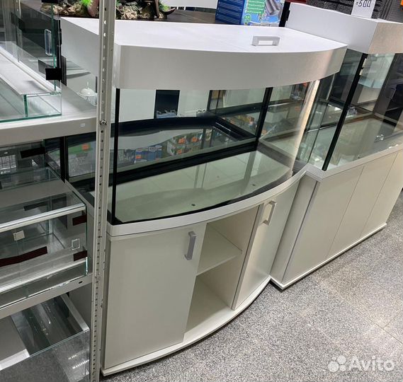 Аквариум 201л панорамный с тумбой в белом цвете