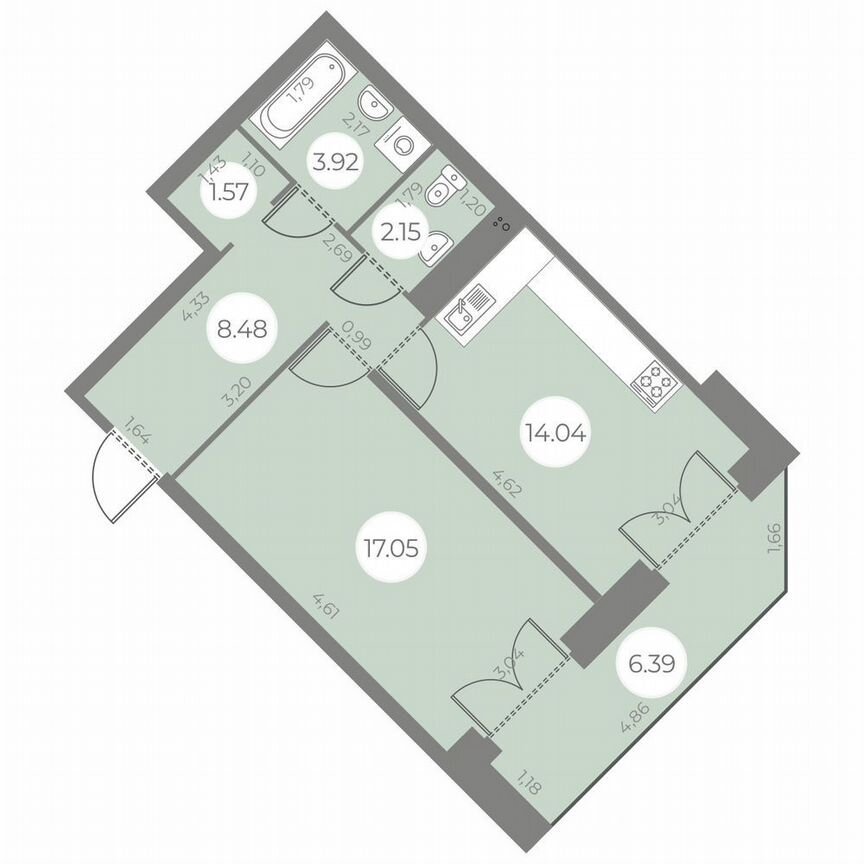 1-к. квартира, 50 м², 12/20 эт.