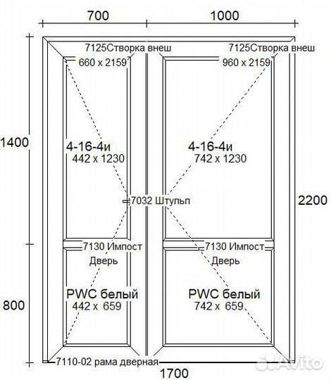 Пластиковые входные двери 1700*2200h, усиленные
