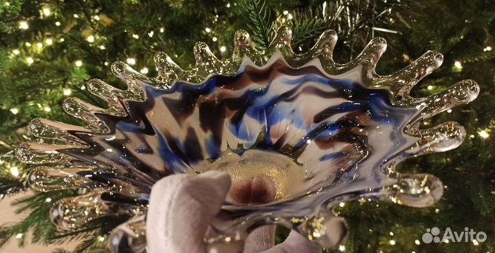 Ваза/конфетница СССР Гутное/цветное стекло