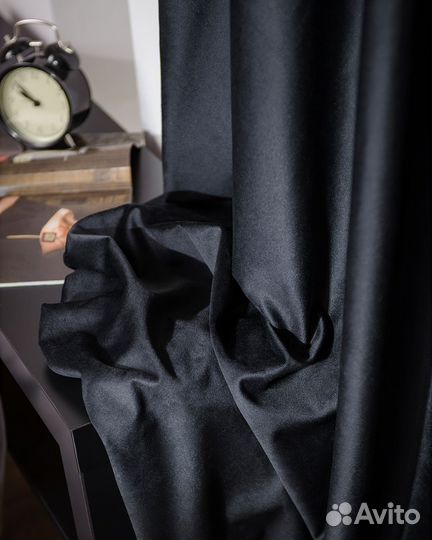 Шторы бархат Беллиссимо черный новые пошив