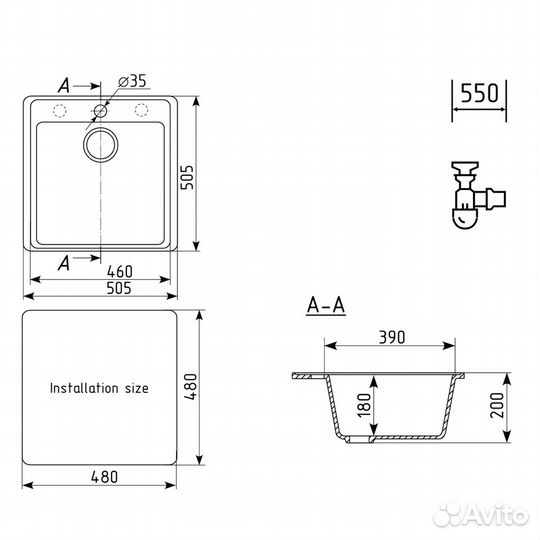 Кухонная мойка Ulgran Quartz Forte 505-06, трюфель