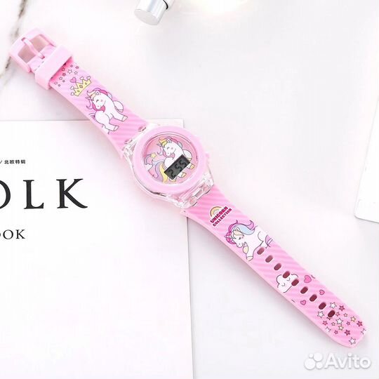 Часы детские электронные Единорог LED