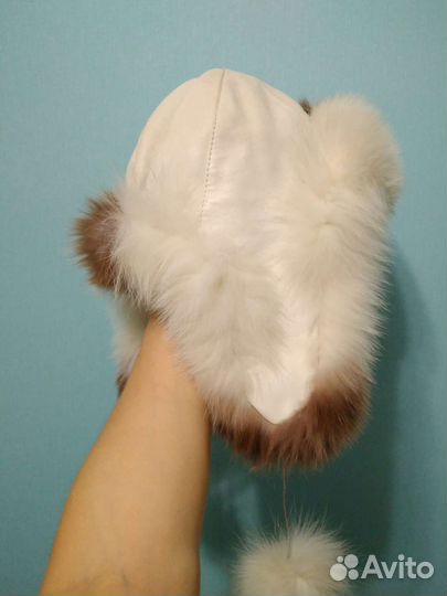 Шапка зимняя, кожаная с мехом