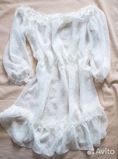 Шифоновое белое платье