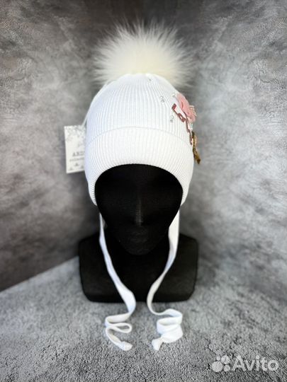 Новая натуральный помпон шапка зимняя
