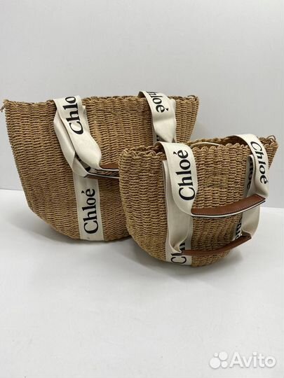 Сумка женская Chloe Woody Basket плетеная из рафии