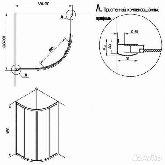 Душевой уголок Migliore Aurelia 90x90 см матовое стекло