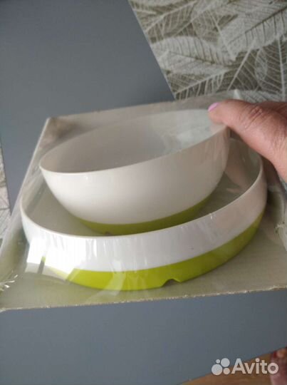 Комплект посуды икеа смэгли, белый-салатовый