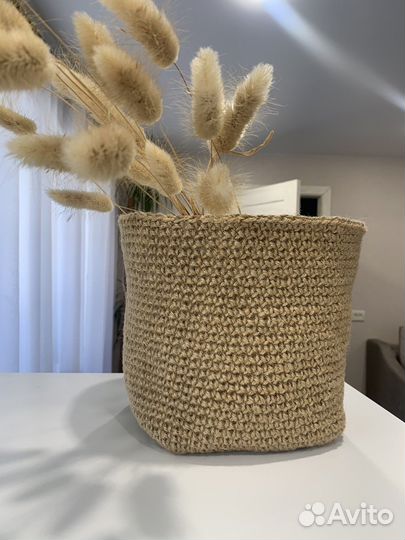 Корзины из джута крючком