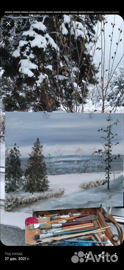 Картина Ёлочки в парке, зимний пейзаж ZhNataly